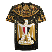 Pharaoh King Tut Egypt Rugby Jersey with Hieroglyphic Gold Pattern