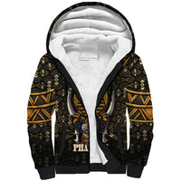 Pharaoh King Tut Egypt Sherpa Hoodie with Hieroglyphic Gold Pattern