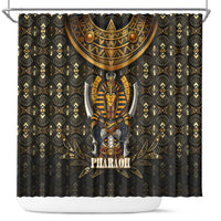 Pharaoh King Tut Egypt Shower Curtain with Hieroglyphic Gold Pattern