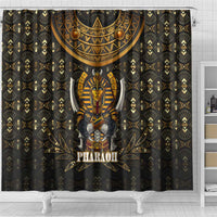 Pharaoh King Tut Egypt Shower Curtain with Hieroglyphic Gold Pattern