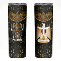 Pharaoh King Tut Egypt Skinny Tumbler with Hieroglyphic Gold Pattern
