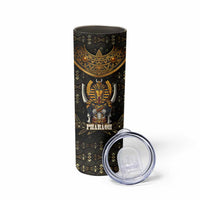 Pharaoh King Tut Egypt Skinny Tumbler with Hieroglyphic Gold Pattern