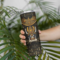 Pharaoh King Tut Egypt Skinny Tumbler with Hieroglyphic Gold Pattern