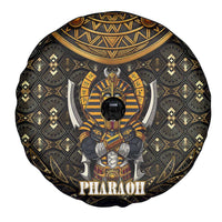 Pharaoh King Tut Egypt Spare Tire Cover with Hieroglyphic Gold Pattern