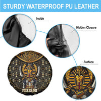 Pharaoh King Tut Egypt Spare Tire Cover with Hieroglyphic Gold Pattern