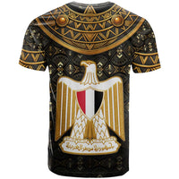 Pharaoh King Tut Egypt T Shirt with Hieroglyphic Gold Pattern