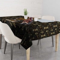 Pharaoh King Tut Egypt Tablecloth with Hieroglyphic Gold Pattern