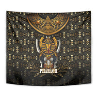 Pharaoh King Tut Egypt Tapestry with Hieroglyphic Gold Pattern