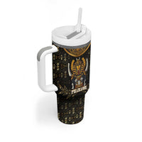 Pharaoh King Tut Egypt Tumbler With Handle with Hieroglyphic Gold Pattern