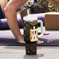 Pharaoh King Tut Egypt Tumbler With Handle with Hieroglyphic Gold Pattern