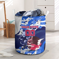 Personalized Japan Football Laundry Basket Kitsune Samurai Mascot - Traditional Wave Heritage