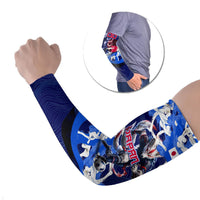 Personalized Japan Football Arm Sleeves Kitsune Samurai Mascot - Traditional Wave Heritage