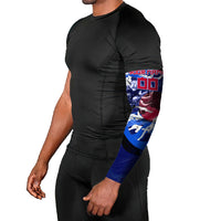 Personalized Japan Football Arm Sleeves Kitsune Samurai Mascot - Traditional Wave Heritage