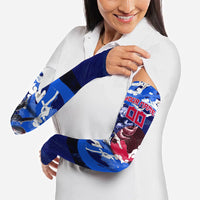 Personalized Japan Football Arm Sleeves Kitsune Samurai Mascot - Traditional Wave Heritage