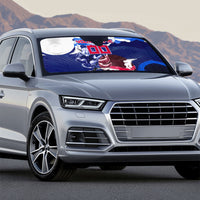 Personalized Japan Football Auto Sun Shade Kitsune Samurai Mascot - Traditional Wave Heritage