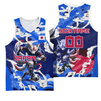Personalized Japan Football Basketball Jersey Kitsune Samurai Mascot - Traditional Wave Heritage