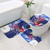 Personalized Japan Football Bathroom Set Kitsune Samurai Mascot - Traditional Wave Heritage