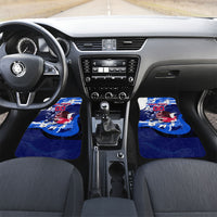 Personalized Japan Football Car Mats Kitsune Samurai Mascot - Traditional Wave Heritage