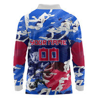 Personalized Japan Football Long Sleeve Polo Shirt Kitsune Samurai Mascot - Traditional Wave Heritage