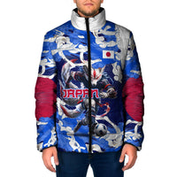 Personalized Japan Football Padded Jacket Kitsune Samurai Mascot - Traditional Wave Heritage