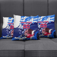 Personalized Japan Football Pillow Cover Kitsune Samurai Mascot - Traditional Wave Heritage