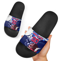 Personalized Japan Football Slide Sandals Kitsune Samurai Mascot - Traditional Wave Heritage