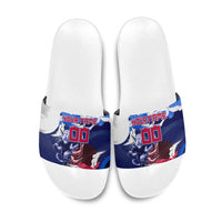 Personalized Japan Football Slide Sandals Kitsune Samurai Mascot - Traditional Wave Heritage