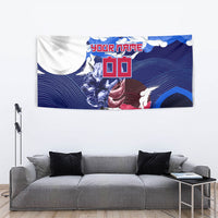 Personalized Japan Football Tapestry Kitsune Samurai Mascot - Traditional Wave Heritage