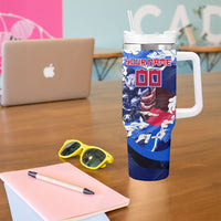 Personalized Japan Football Tumbler With Handle Kitsune Samurai Mascot - Traditional Wave Heritage