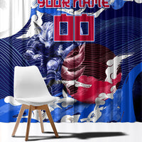 Personalized Japan Football Window Curtain Kitsune Samurai Mascot - Traditional Wave Heritage