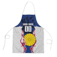 Personalized Japan Football Kitsune Mascot Apron Samurai Blue Chrysanthemum Flame
