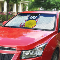 Personalized Japan Football Kitsune Mascot Auto Sun Shade Samurai Blue Chrysanthemum Flame