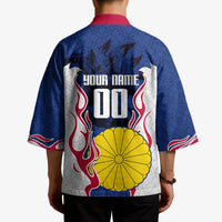 Personalized Japan Football Kitsune Mascot Kimono Samurai Blue Chrysanthemum Flame