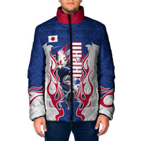 Personalized Japan Football Kitsune Mascot Padded Jacket Samurai Blue Chrysanthemum Flame