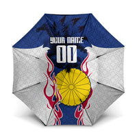 Personalized Japan Football Kitsune Mascot Umbrella Samurai Blue Chrysanthemum Flame
