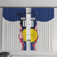 Personalized Japan Football Kitsune Mascot Window Curtain Samurai Blue Chrysanthemum Flame