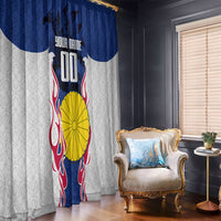 Personalized Japan Football Kitsune Mascot Window Curtain Samurai Blue Chrysanthemum Flame