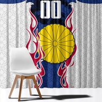 Personalized Japan Football Kitsune Mascot Window Curtain Samurai Blue Chrysanthemum Flame