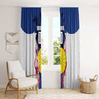 Personalized Japan Football Kitsune Mascot Window Curtain Samurai Blue Chrysanthemum Flame