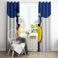 Personalized Japan Football Kitsune Mascot Window Curtain Samurai Blue Chrysanthemum Flame