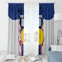 Personalized Japan Football Kitsune Mascot Window Curtain Samurai Blue Chrysanthemum Flame