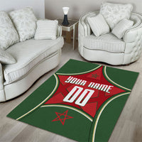 Personalized Morocco Football Atlas Lion Area Rug Moroccan Star National Flag
