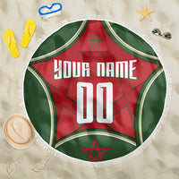Personalized Morocco Football Atlas Lion Beach Blanket Moroccan Star National Flag