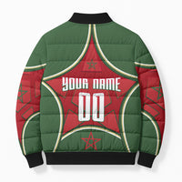 Personalized Morocco Football Atlas Lion Bomber Puffer Jacket Moroccan Star National Flag