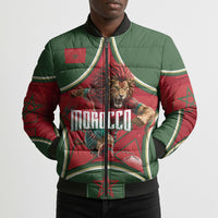 Personalized Morocco Football Atlas Lion Bomber Puffer Jacket Moroccan Star National Flag