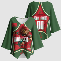 Personalized Morocco Football Atlas Lion Kimono Sleeve Blouse Moroccan Star National Flag
