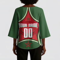 Personalized Morocco Football Atlas Lion Kimono Sleeve Blouse Moroccan Star National Flag