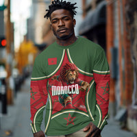 Personalized Morocco Football Atlas Lion Long Sleeve Shirt Moroccan Star National Flag