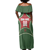 Personalized Morocco Football Atlas Lion Off Shoulder Maxi Dress Moroccan Star National Flag