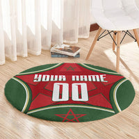 Personalized Morocco Football Atlas Lion Round Carpet Moroccan Star National Flag